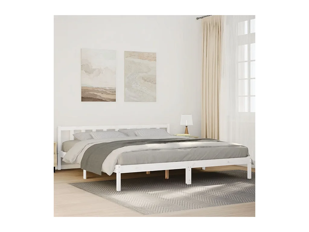Letto Extra Lungo senza Materasso Bianco 180x210 cm in Pino