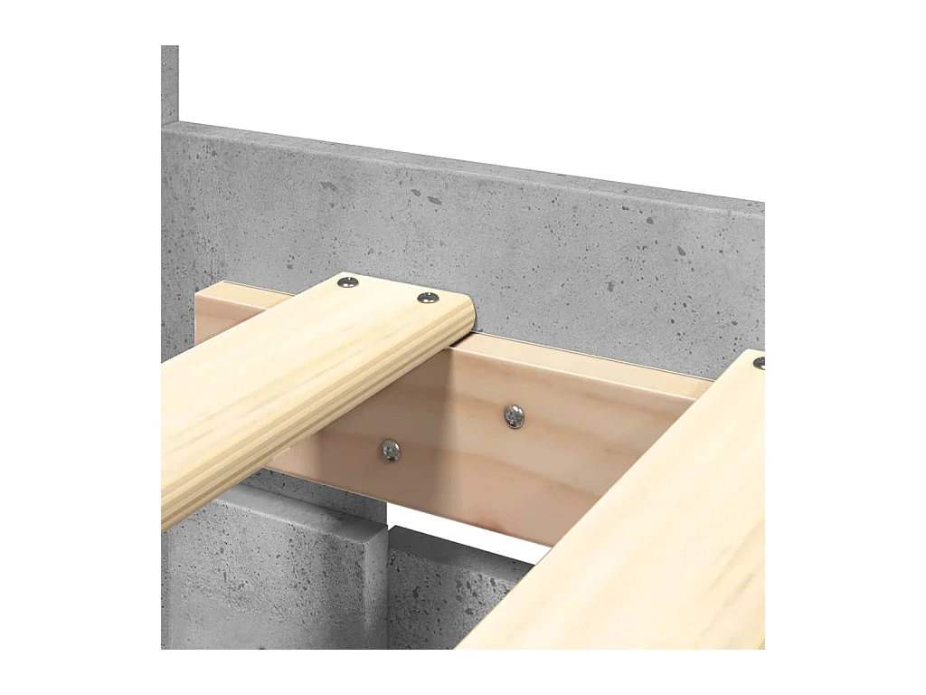 Cadre de lit tête de lit sans matelas gris béton 200x200 cm