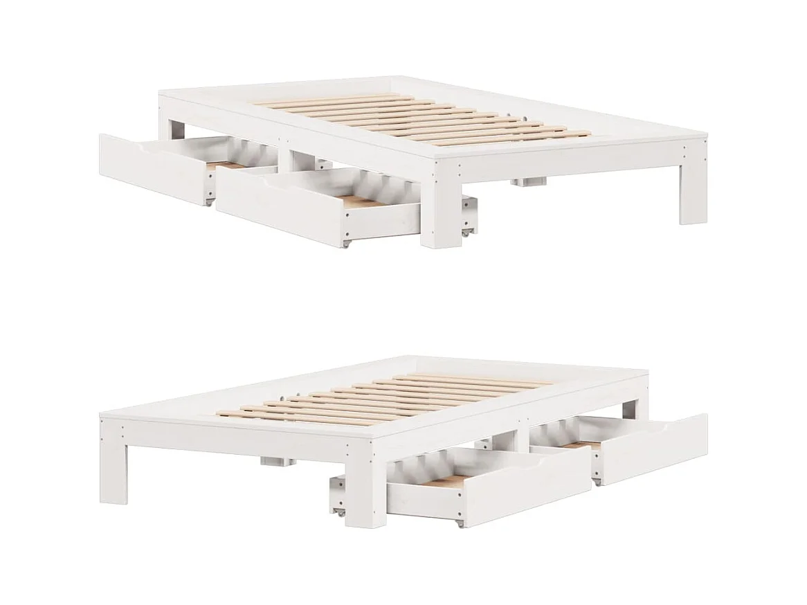 Cadre de lit sans matelas blanc 75x190 cm bois de pin massif