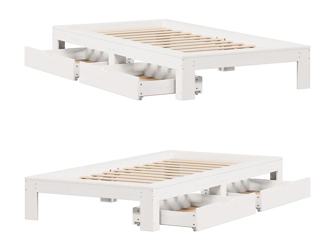 Cadre de lit sans matelas blanc 75x190 cm bois de pin massif