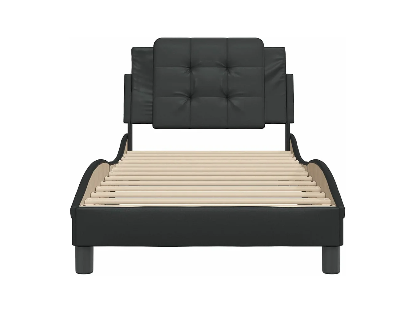 Estrutura cama c/ cabeceira 100x200 cm couro artificial preto