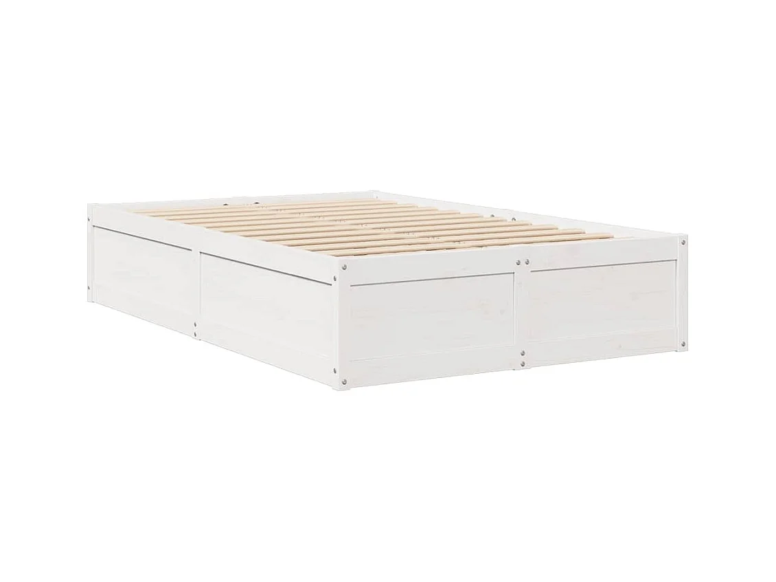 Cadre de lit sans matelas blanc 135x190 cm bois de pin massif