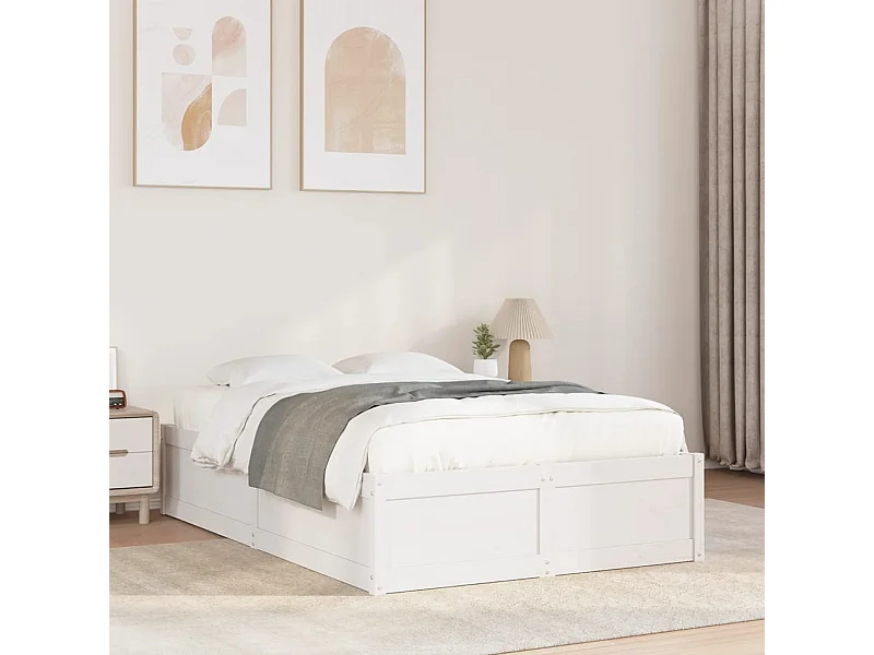 Cadre de lit sans matelas blanc 135x190 cm bois de pin massif