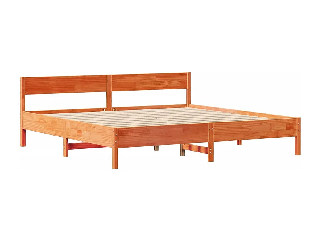 Cama sin colchón madera maciza de pino marrón cera 160x200 cm