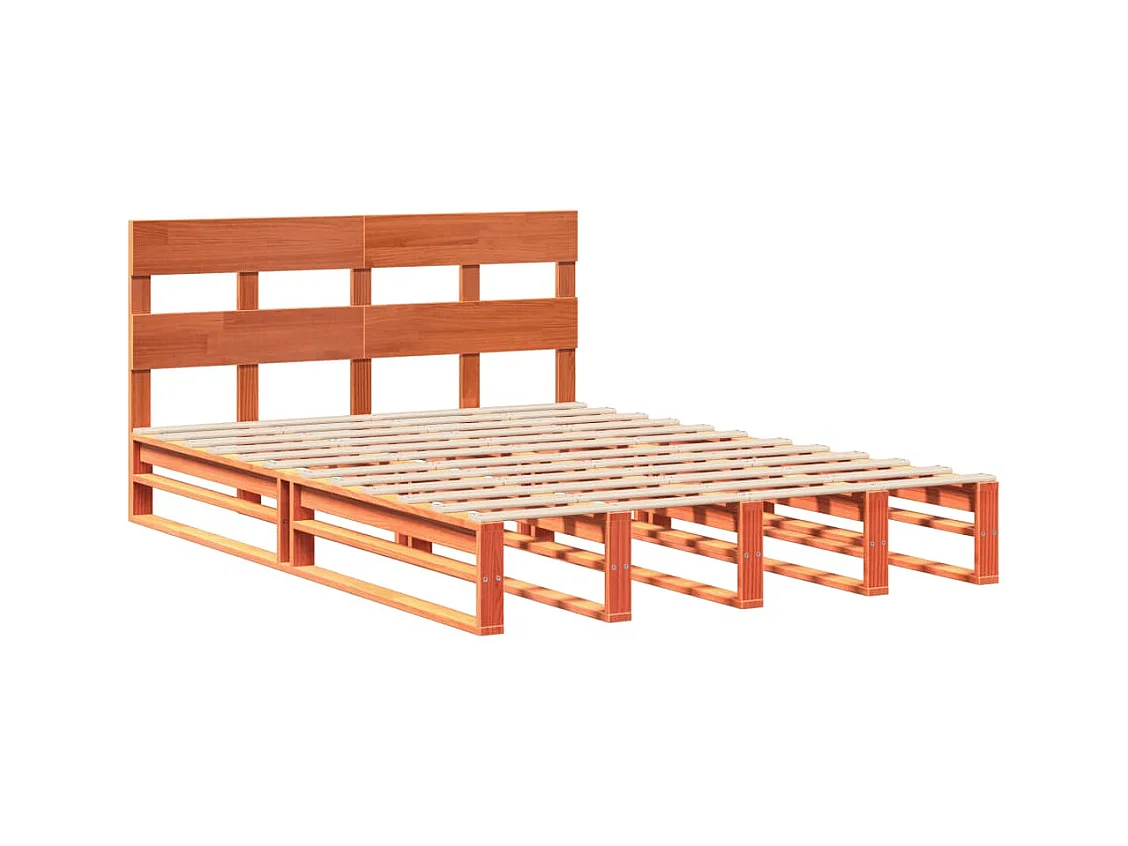 Cadre de lit sans matelas cire marron 120x190cm bois pin massif