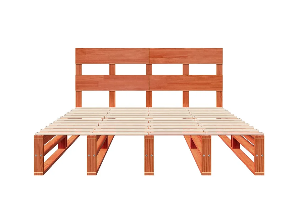 Cadre de lit sans matelas cire marron 120x190cm bois pin massif