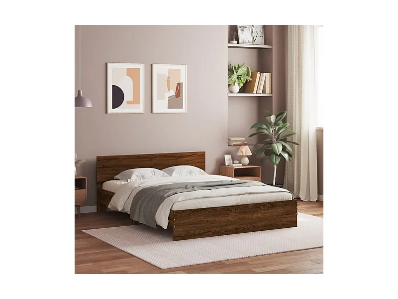 Bedframe met hoofdeinde bruin eikenkleur 140x190 cm