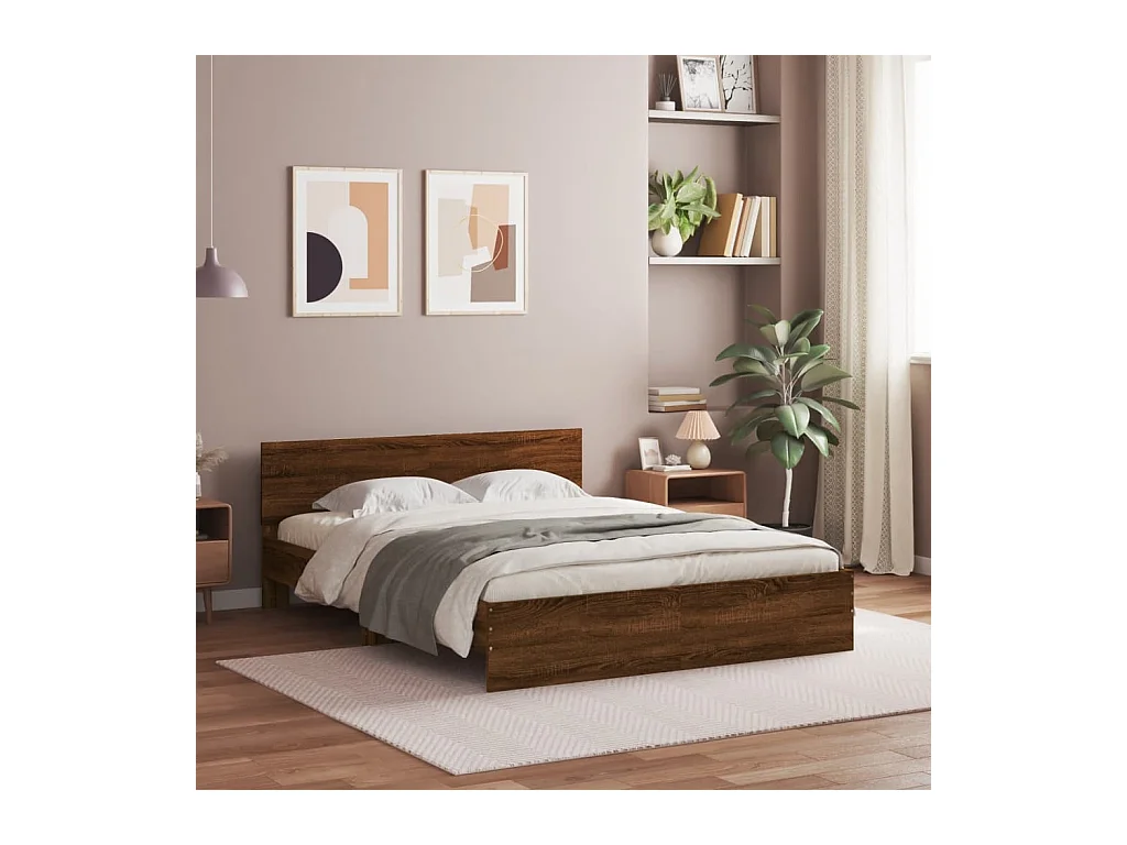 Cadre de lit sans matelas chêne marron 140x190 cm