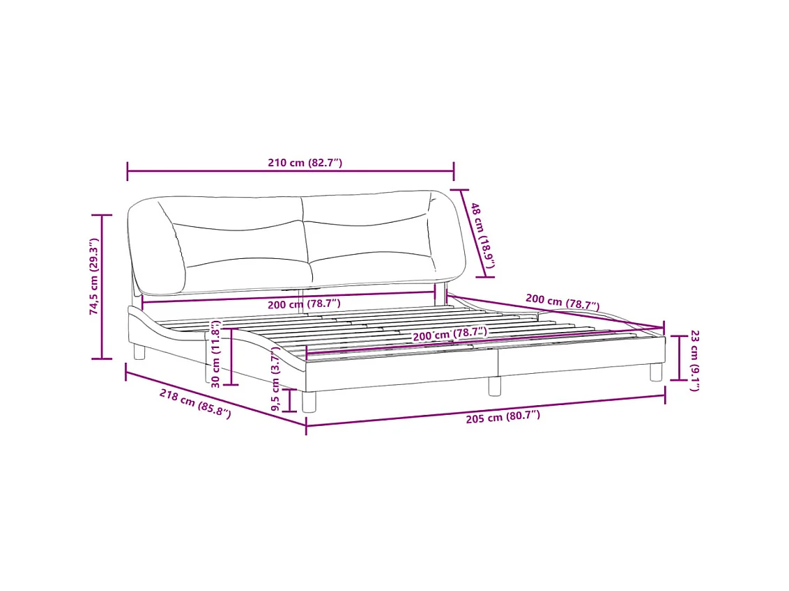 Cadre de lit sans matelas 120x200 cm bois de pin massif