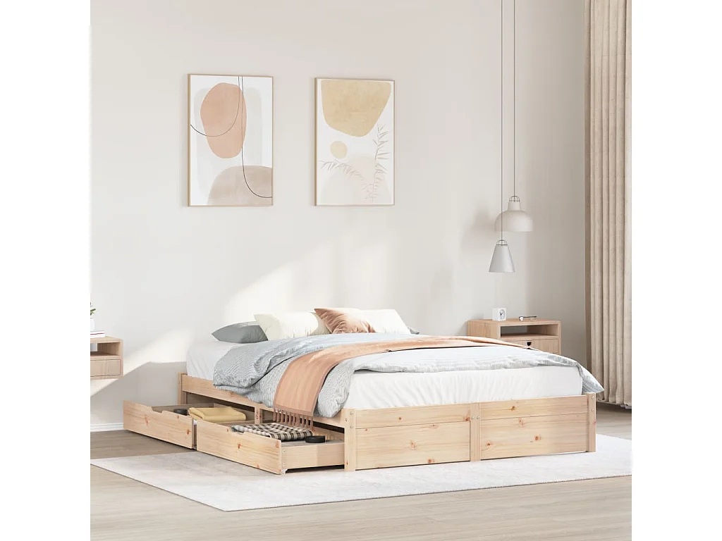 Cadre de lit sans matelas 160x200 cm bois massif de pin