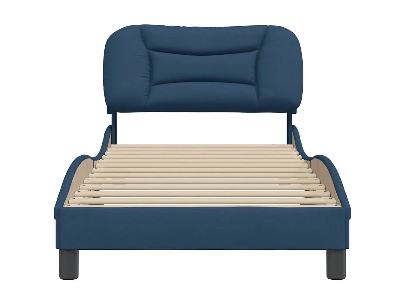 Bedframe met hoofdbord stof blauw 80x200 cm
