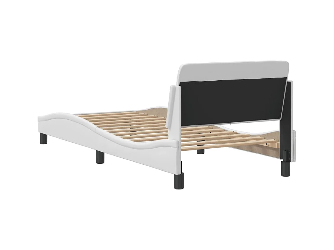 Bettgestell mit Kopfteil Weiß 80x200 cm Kunstleder