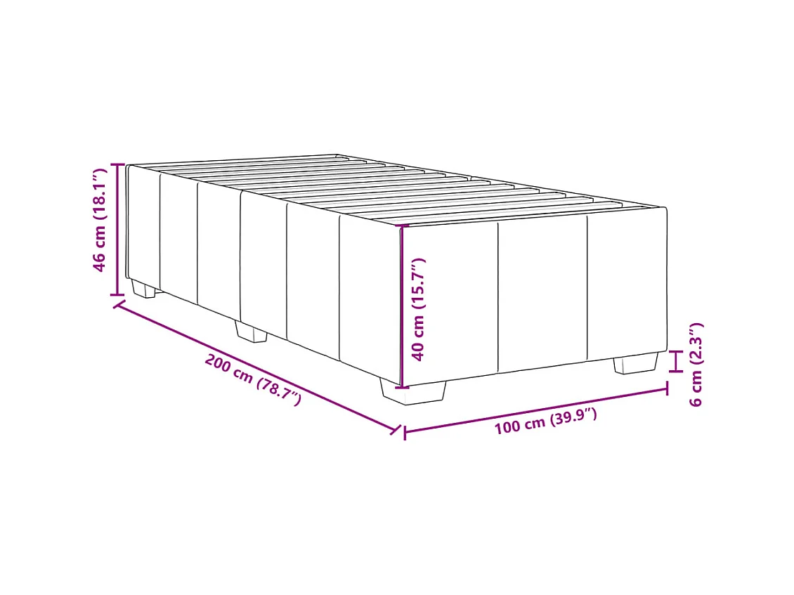 Cadre de lit sans matelas bleu 100x200 cm tissu