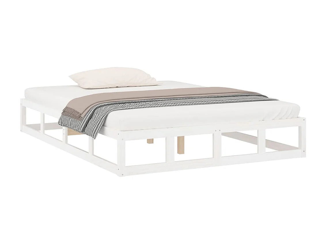 Cadre de lit sans matelas blanc 135x190 cm bois massif