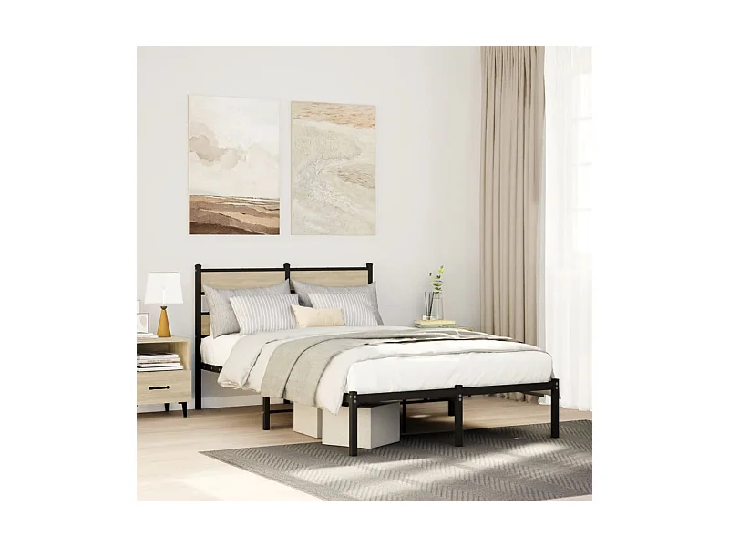 Cadre de lit en métal sans matelas chêne sonoma 120x190 cm