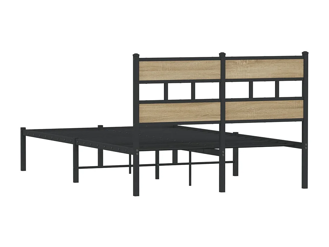 Cadre de lit en métal sans matelas chêne sonoma 120x190 cm
