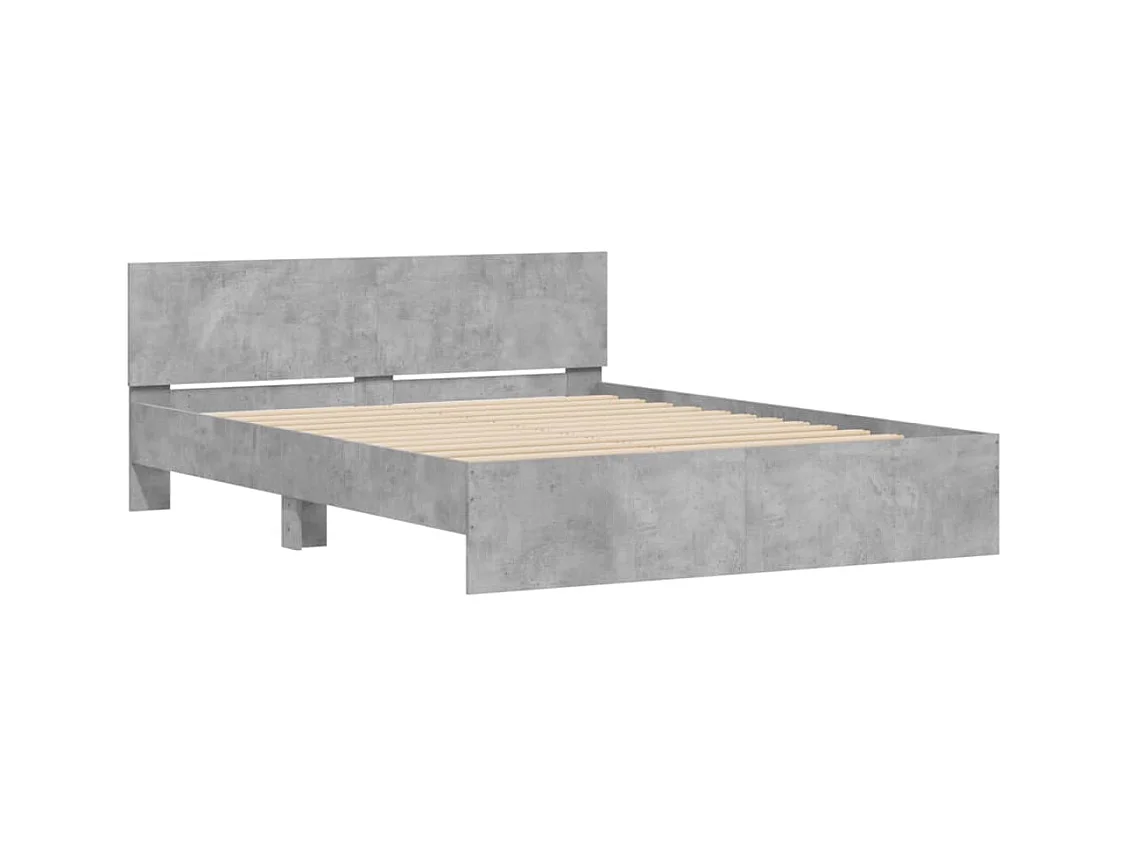 Estructura de cama con cabecero gris hormigón 140x200 cm