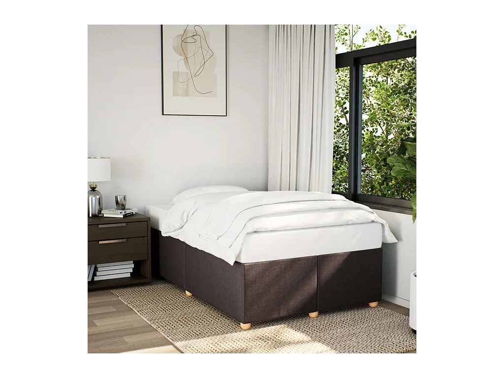 Cadre de lit sans matelas marron foncé 120x190 cm tissu