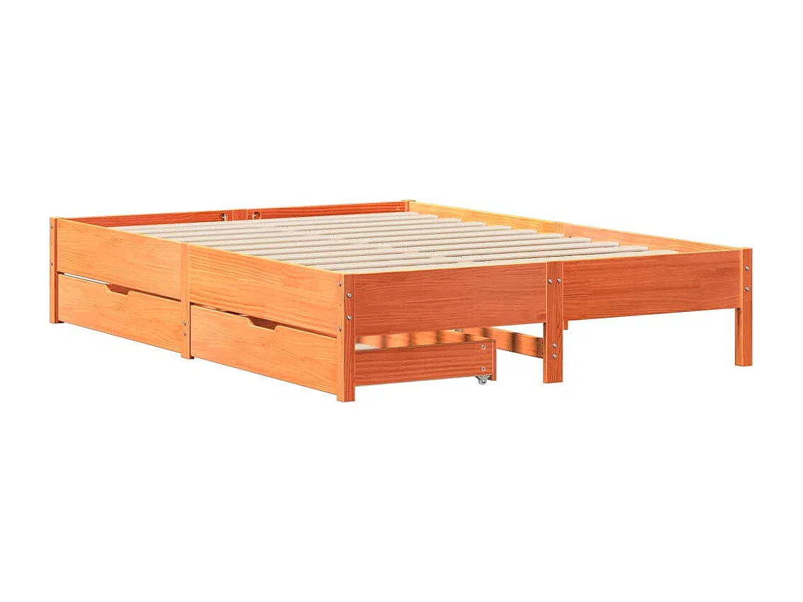 Cadre de lit sans matelas cire marron 150x200cm bois pin massif