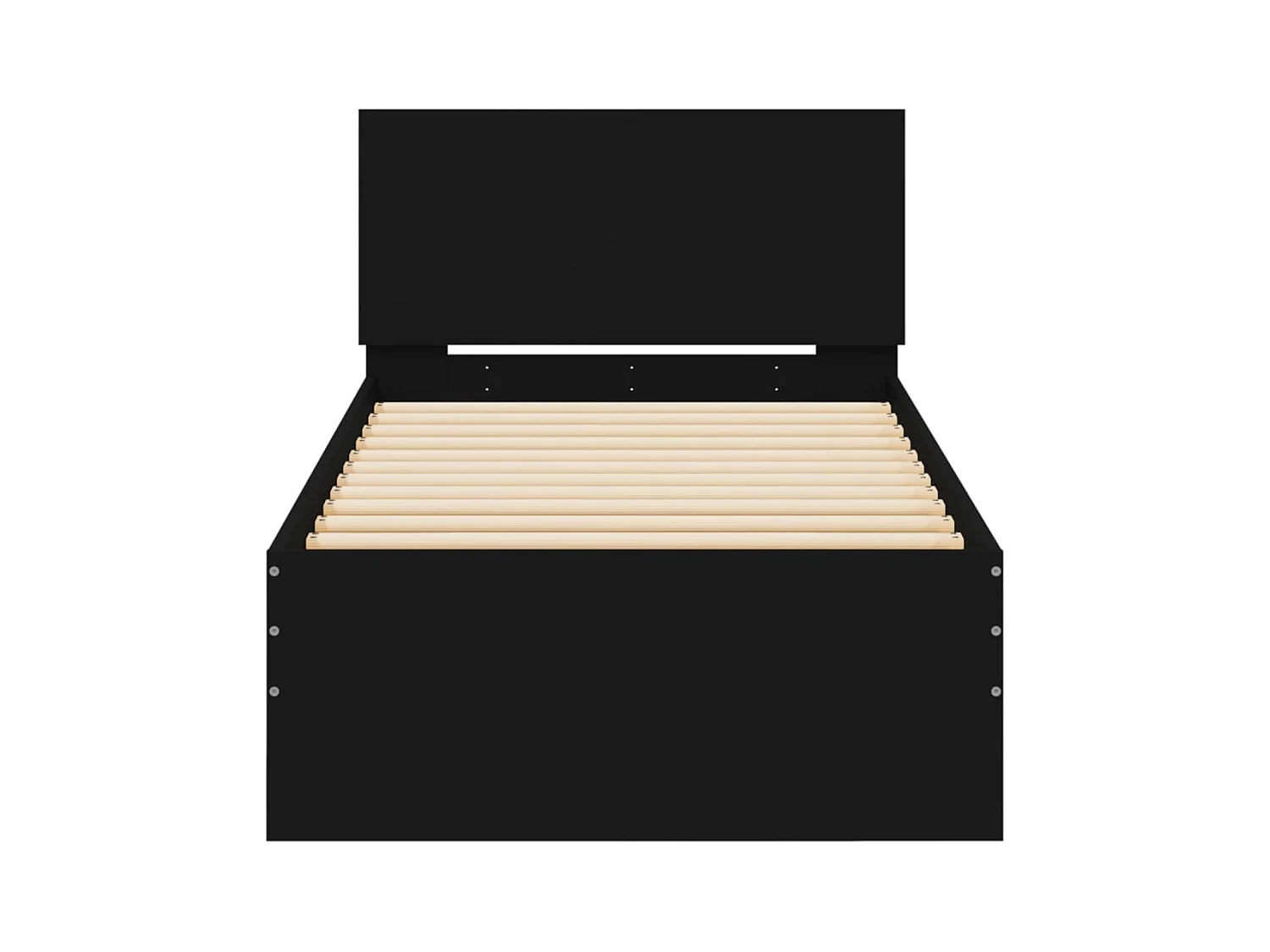 Giroletto con Testiera Nero 90x190 cm in Legno Multistrato