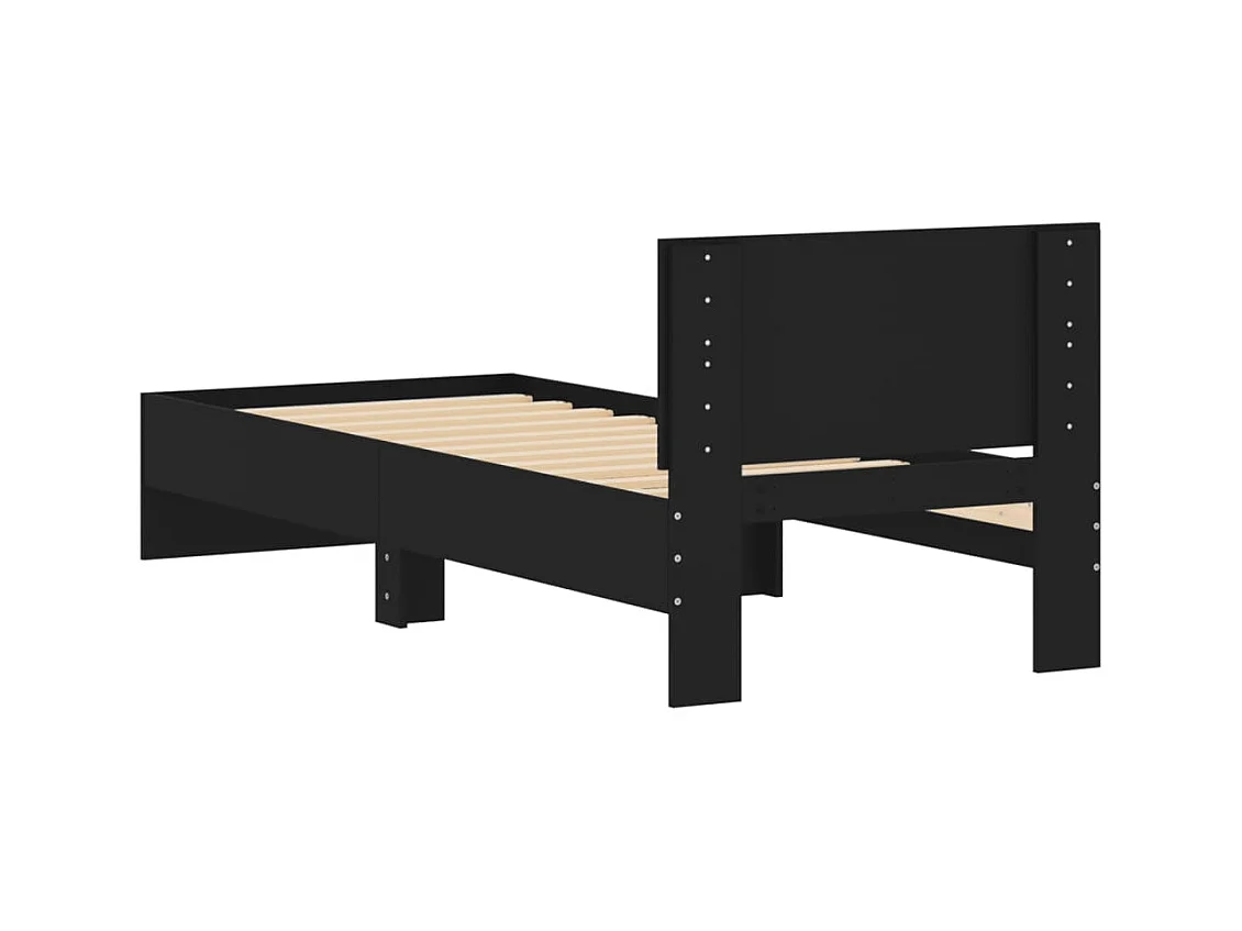 Giroletto con Testiera Nero 90x190 cm in Legno Multistrato