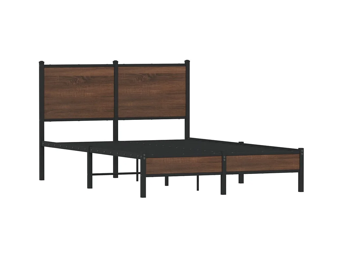 Cadre de lit en métal sans matelas chêne marron 120x190 cm