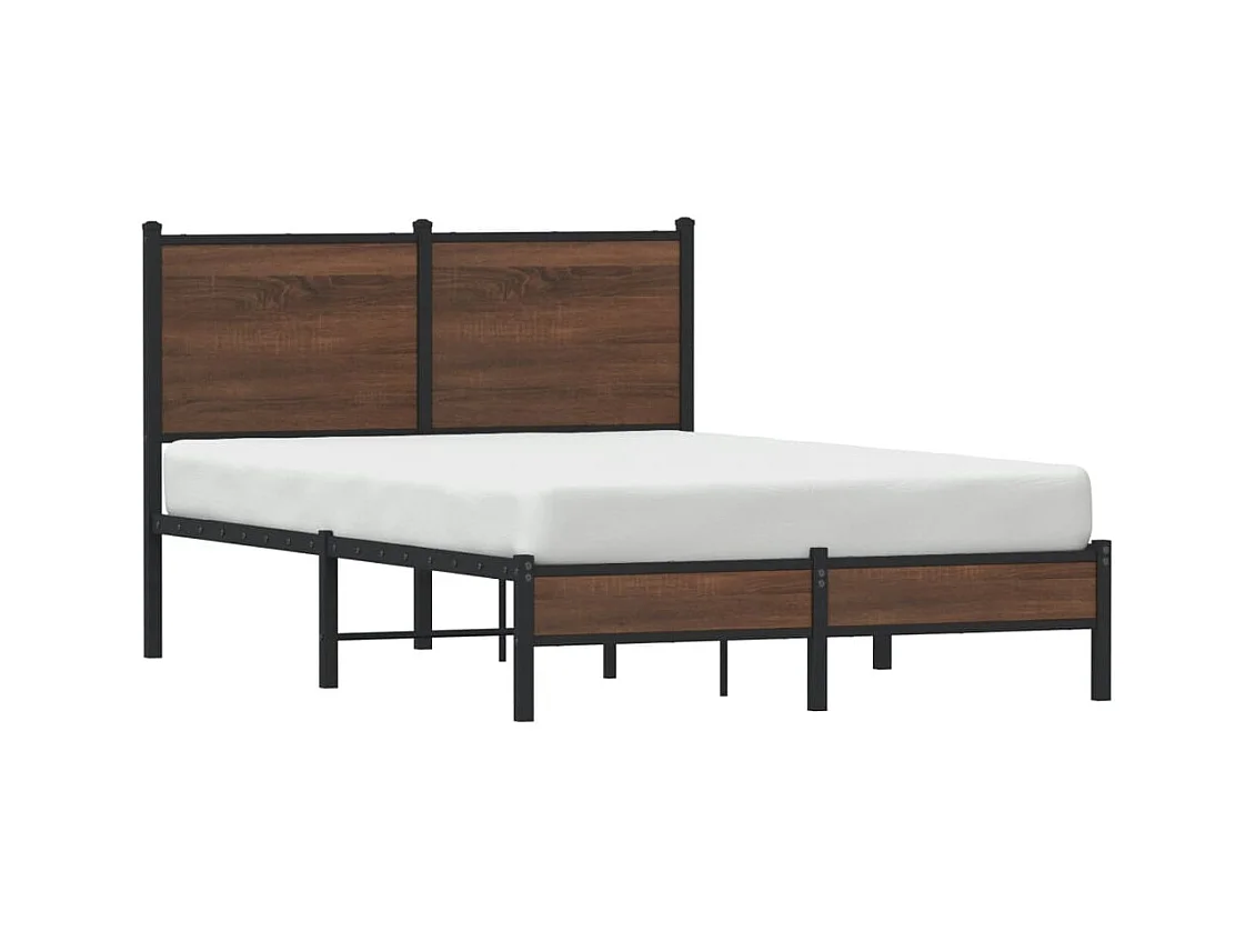 Cadre de lit en métal sans matelas chêne marron 120x190 cm
