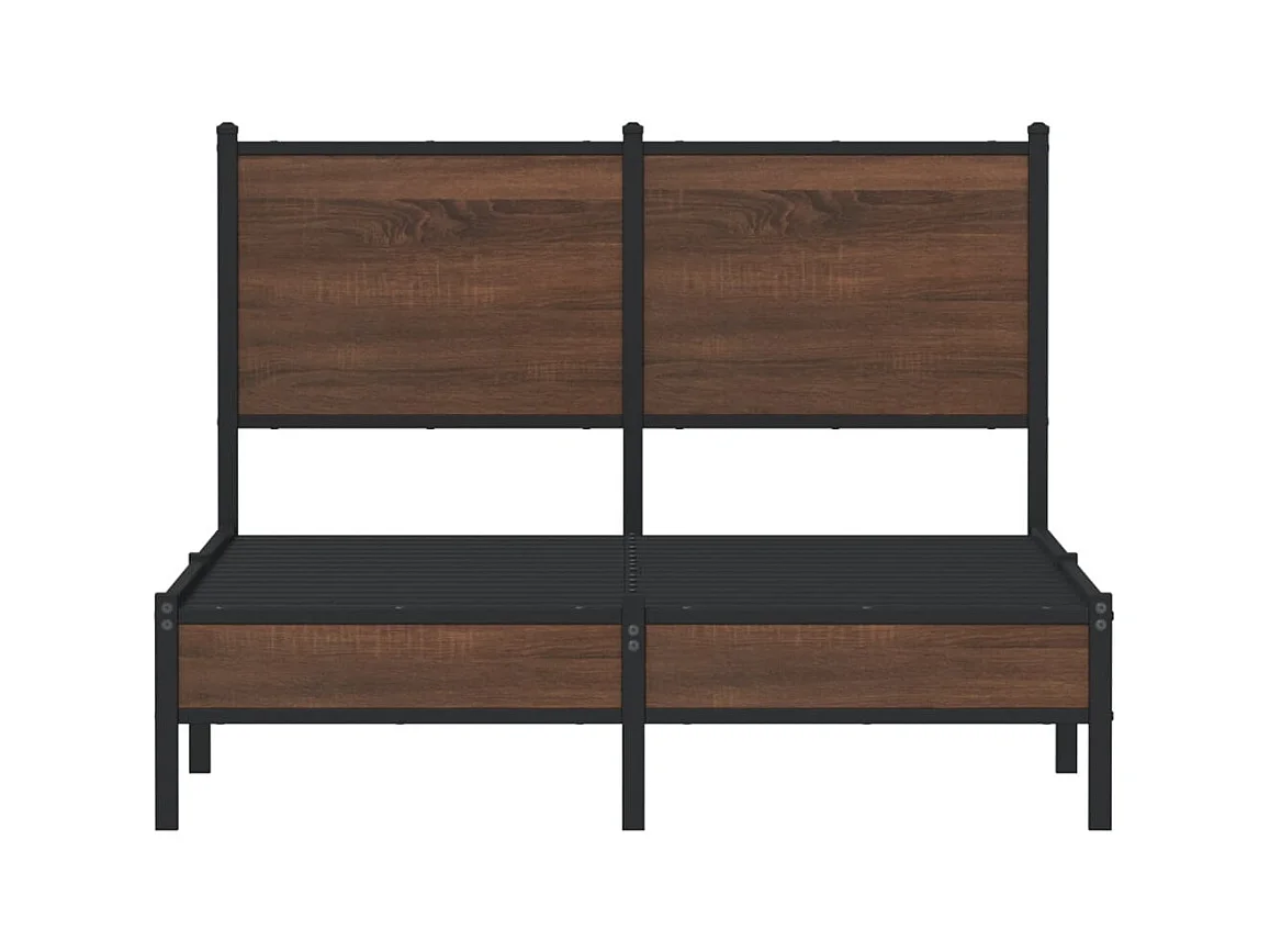 Cadre de lit en métal sans matelas chêne marron 120x190 cm