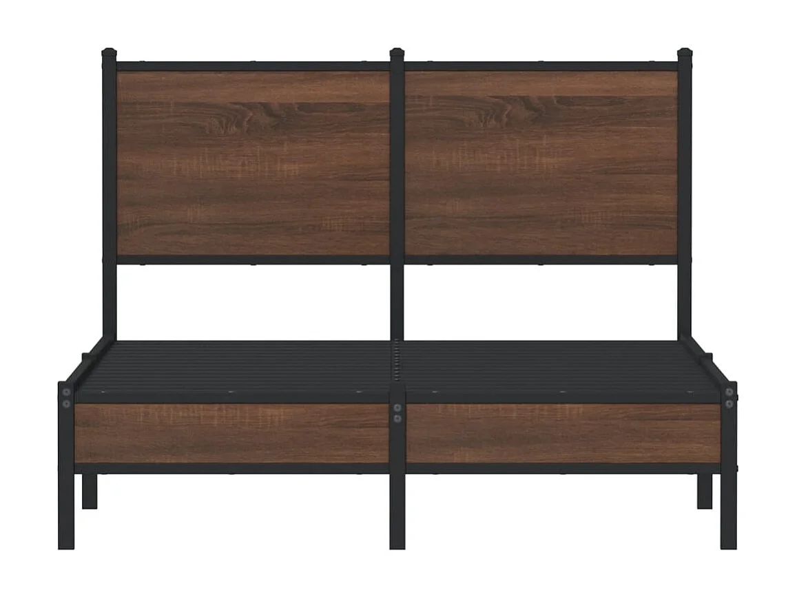 Cadre de lit en métal sans matelas chêne marron 120x190 cm