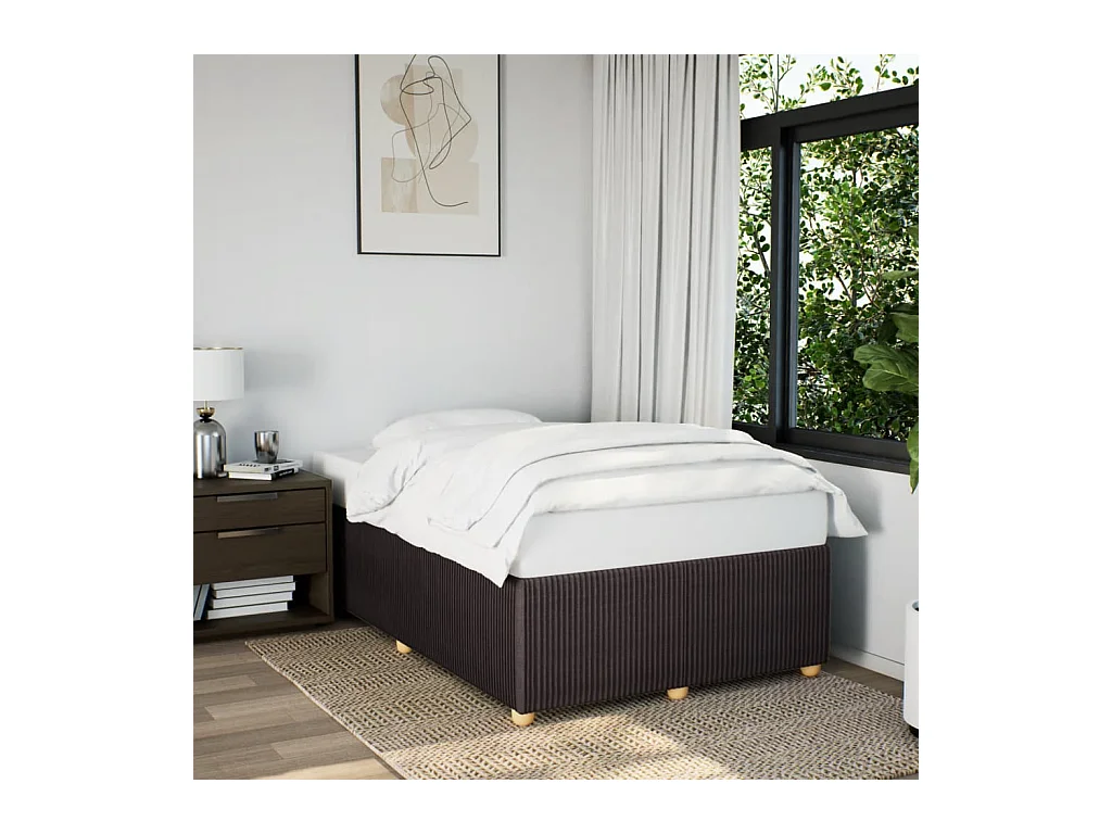 Cadre de lit sans matelas marron foncé 120x190 cm tissu