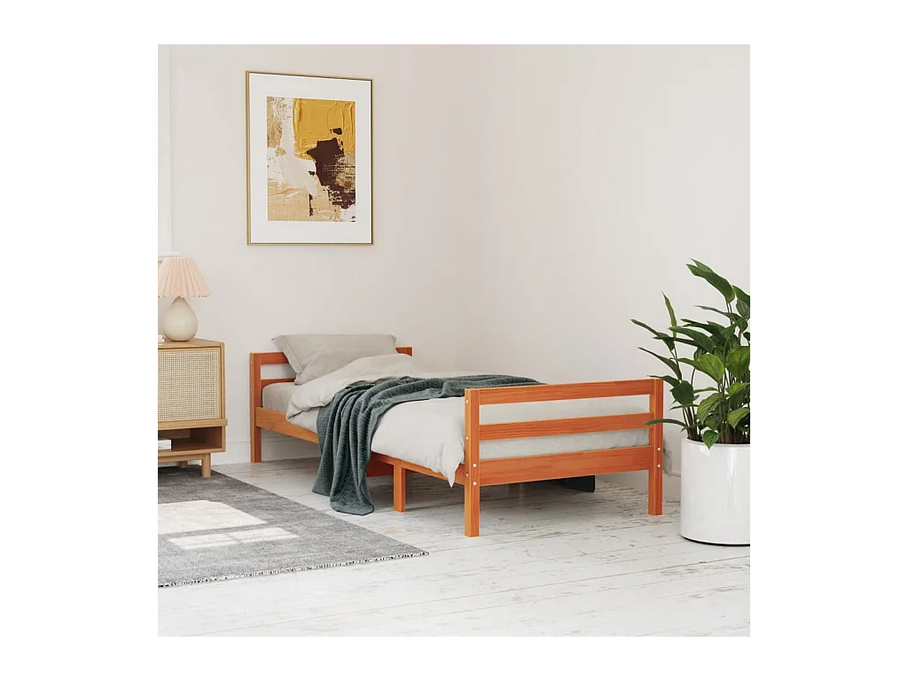 Cadre de lit sans matelas cire marron 90x200 cm bois pin massif