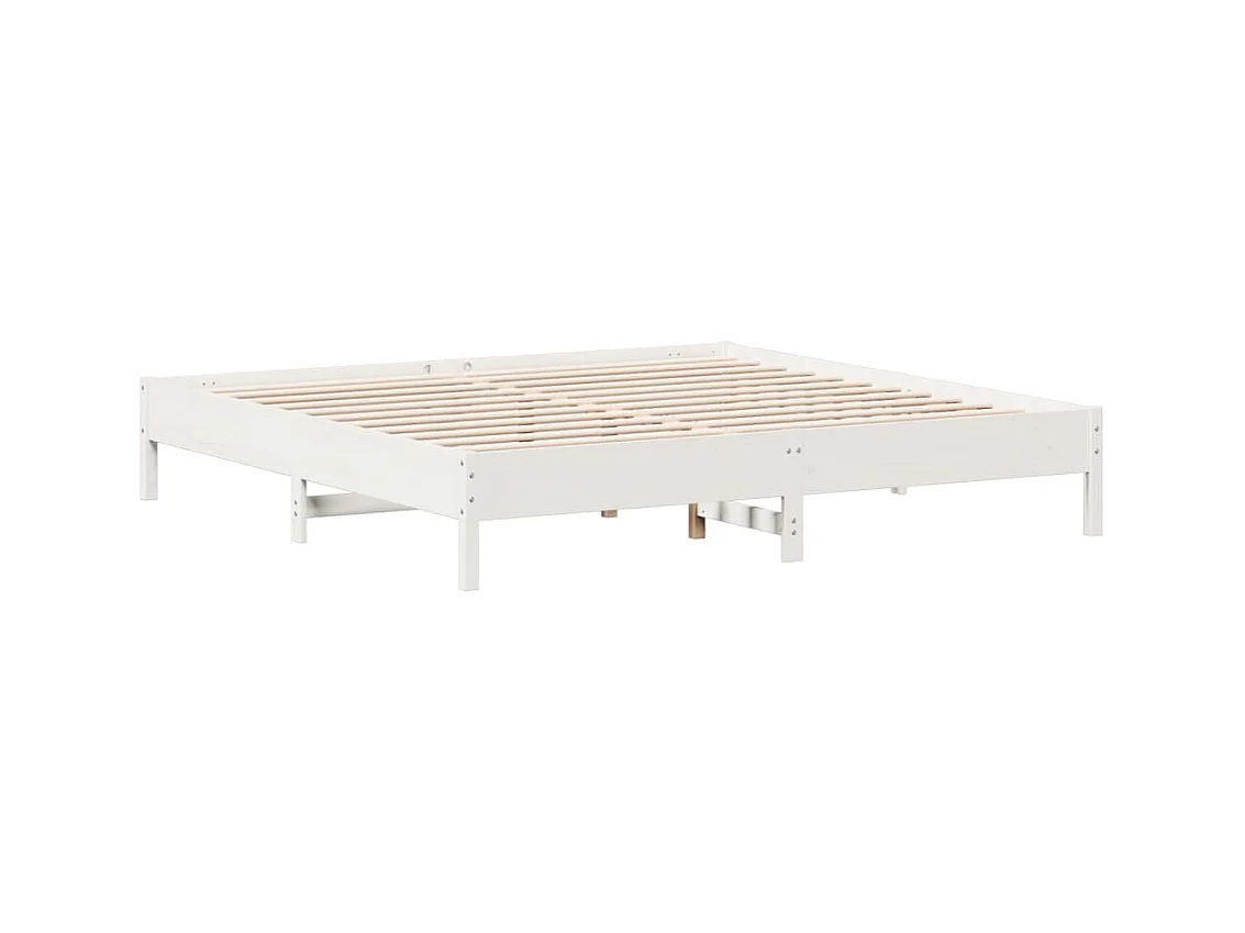 Cadre de lit sans matelas blanc 180x200 cm bois massif de pin