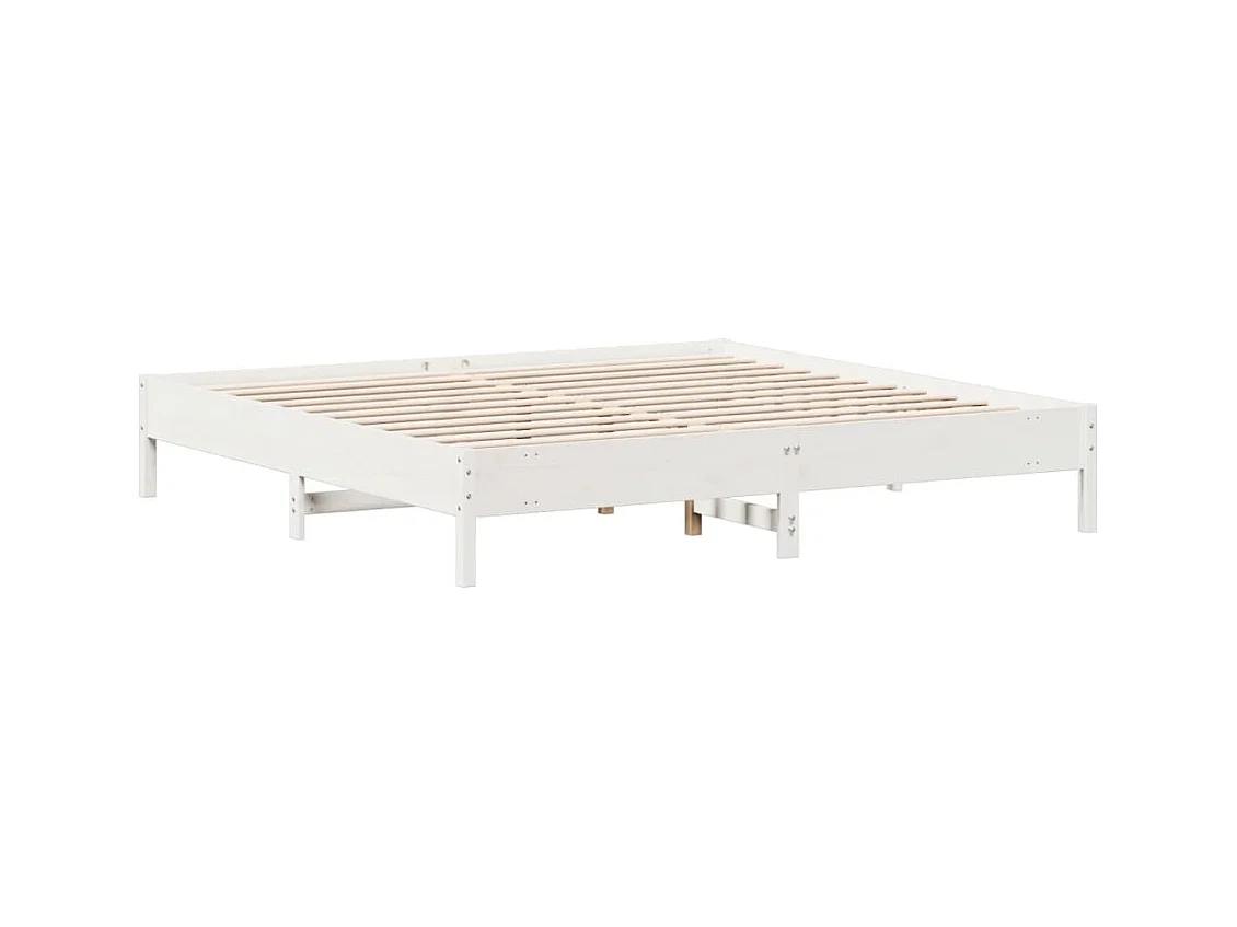 Cadre de lit sans matelas blanc 180x200 cm bois massif de pin