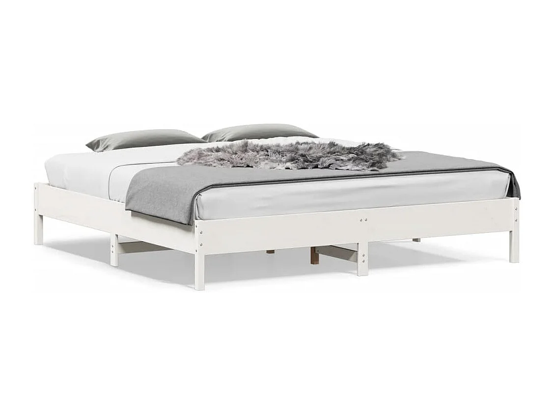 Cadre de lit sans matelas blanc 180x200 cm bois massif de pin