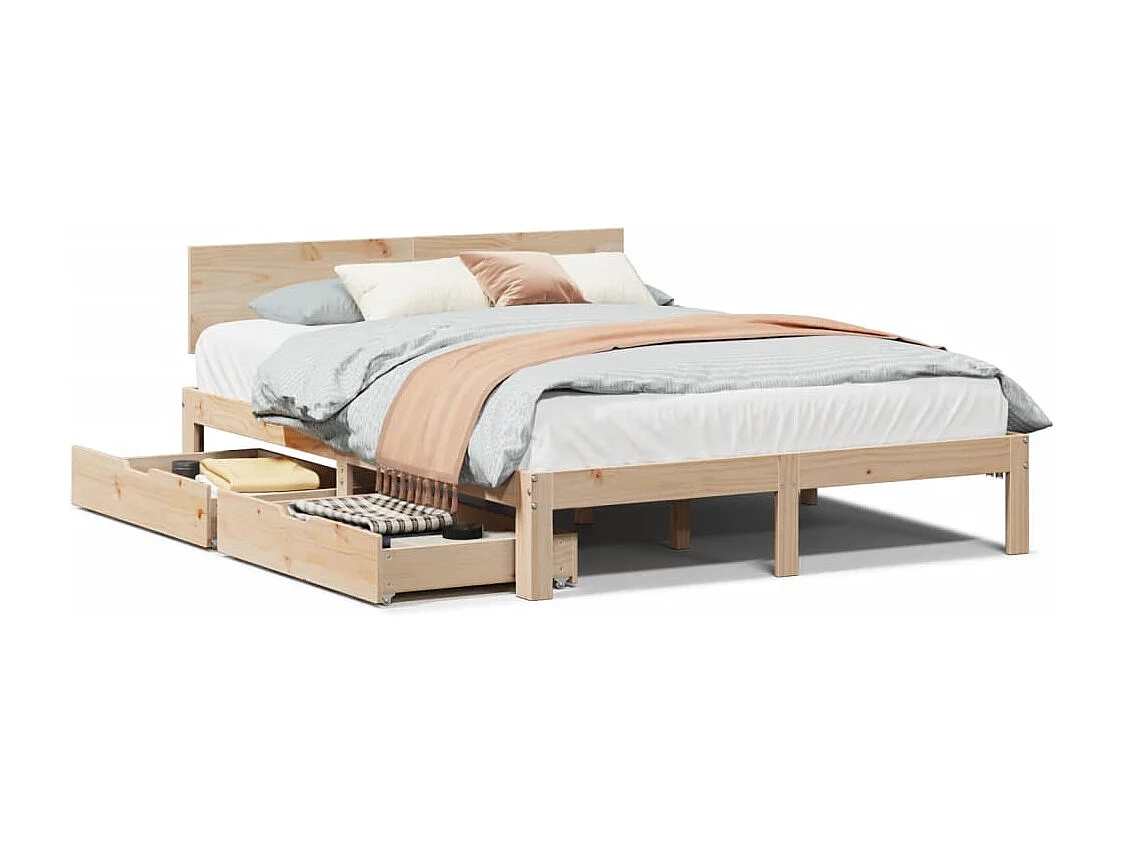 Estructura de cama con cajones madera maciza de pino 135x190 cm