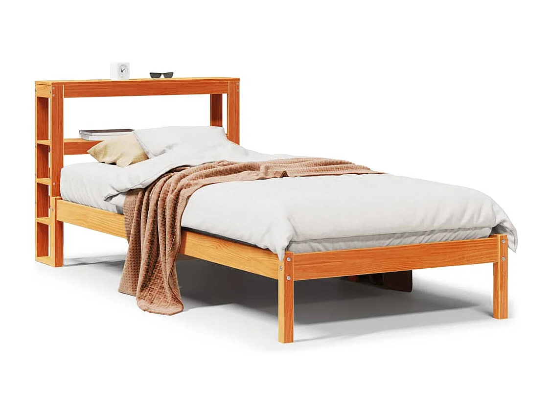 Cadre de lit avec tête de lit sans matelas cire marron 90x200cm