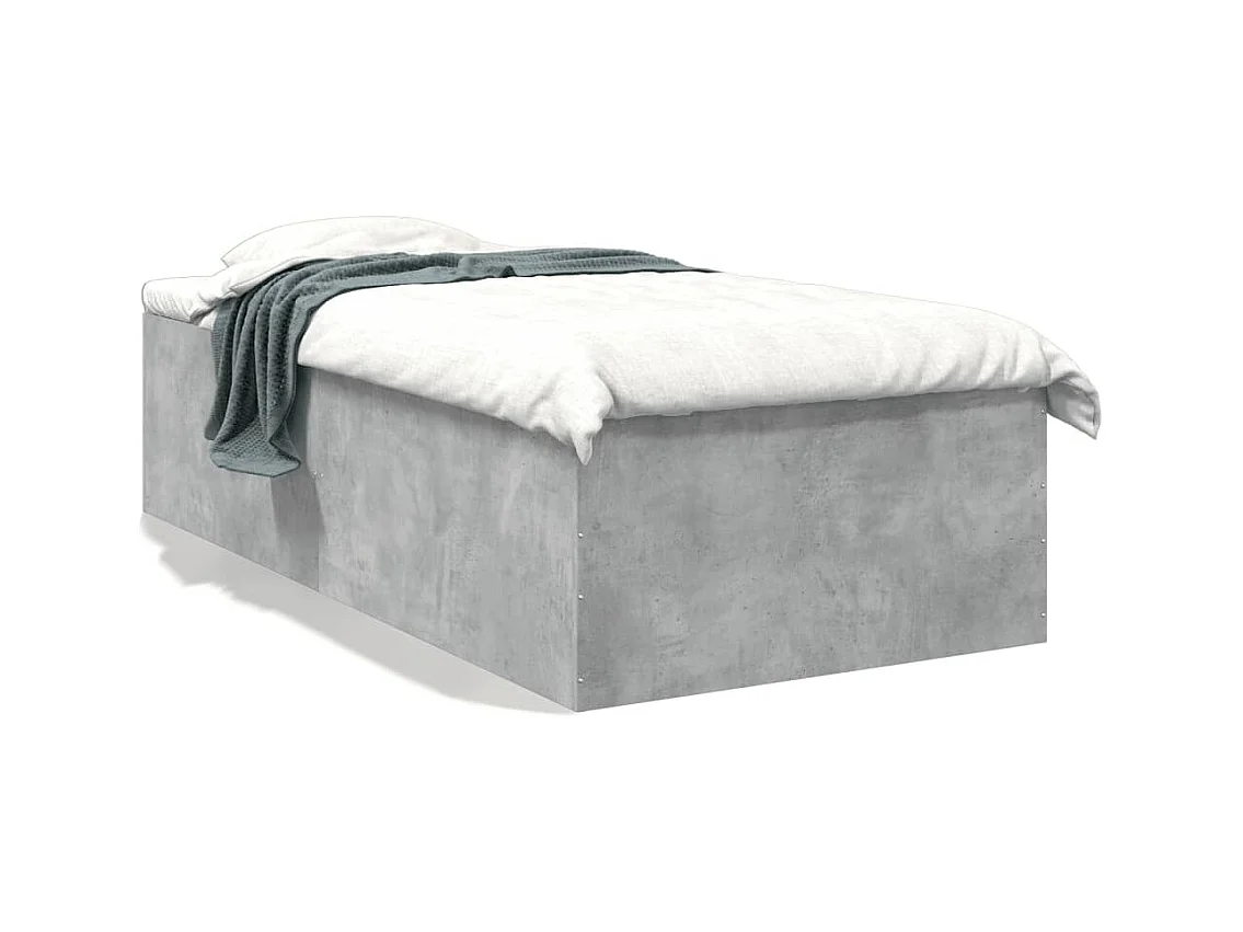 Cadre de lit sans matelas gris béton 75x190 cm