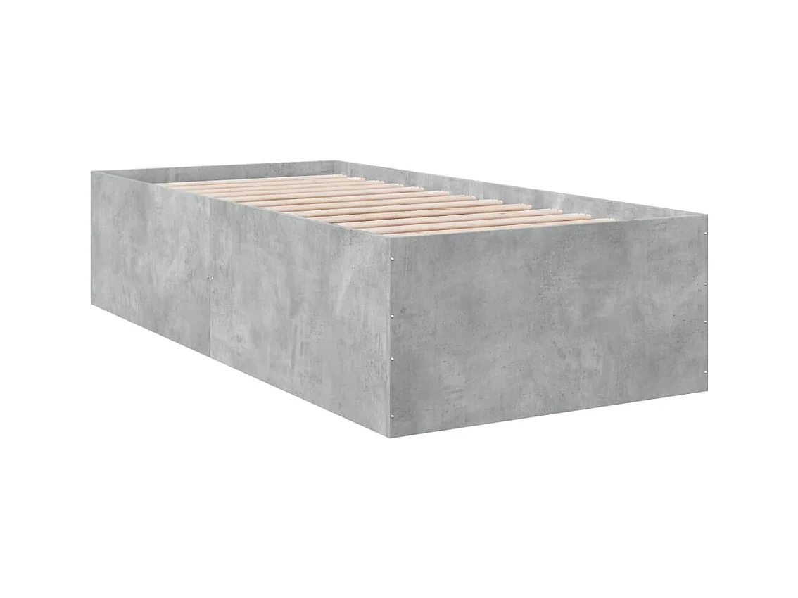 Cadre de lit sans matelas gris béton 75x190 cm