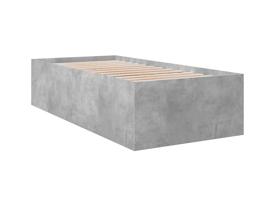 Cadre de lit sans matelas gris béton 75x190 cm