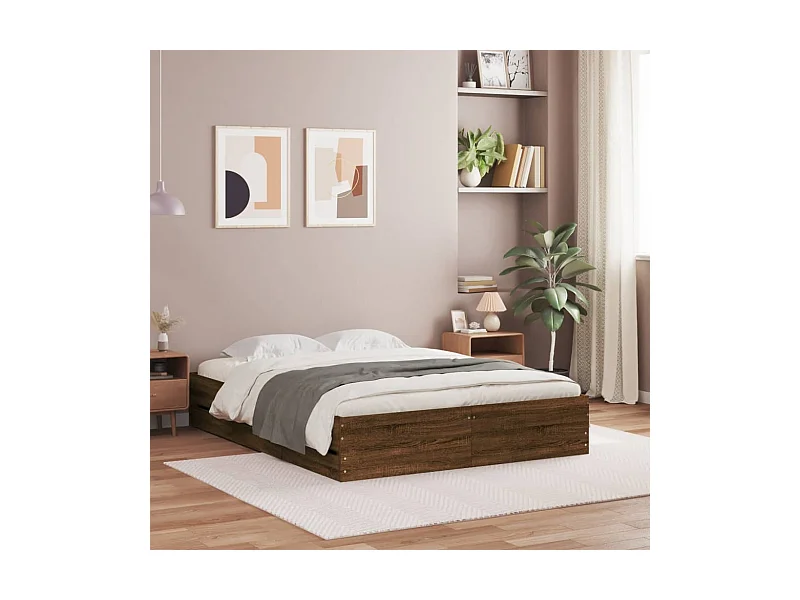 Cadre de lit avec tiroirs sans matelas chêne marron 120x190 cm
