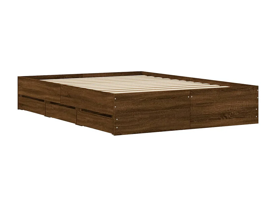Cadre de lit avec tiroirs sans matelas chêne marron 120x190 cm