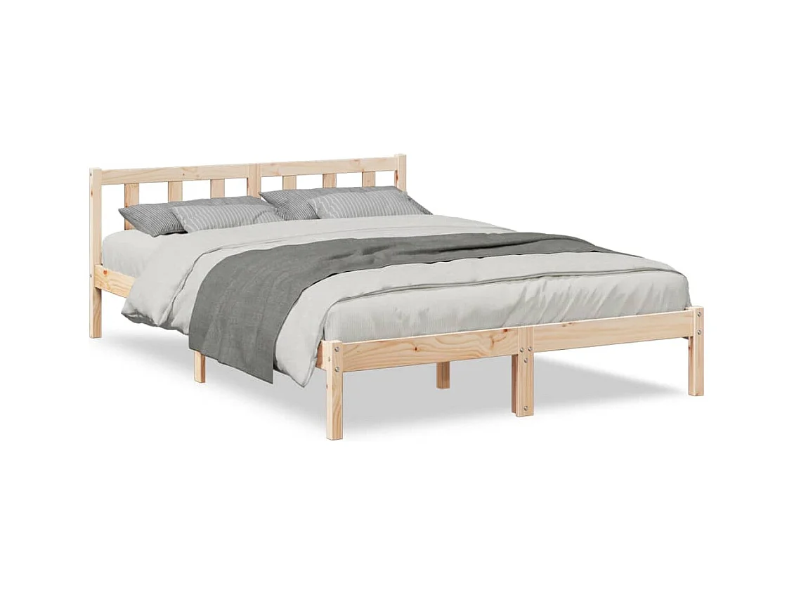 Cadre de lit extra long sans matelas 140x220 cm bois massif pin