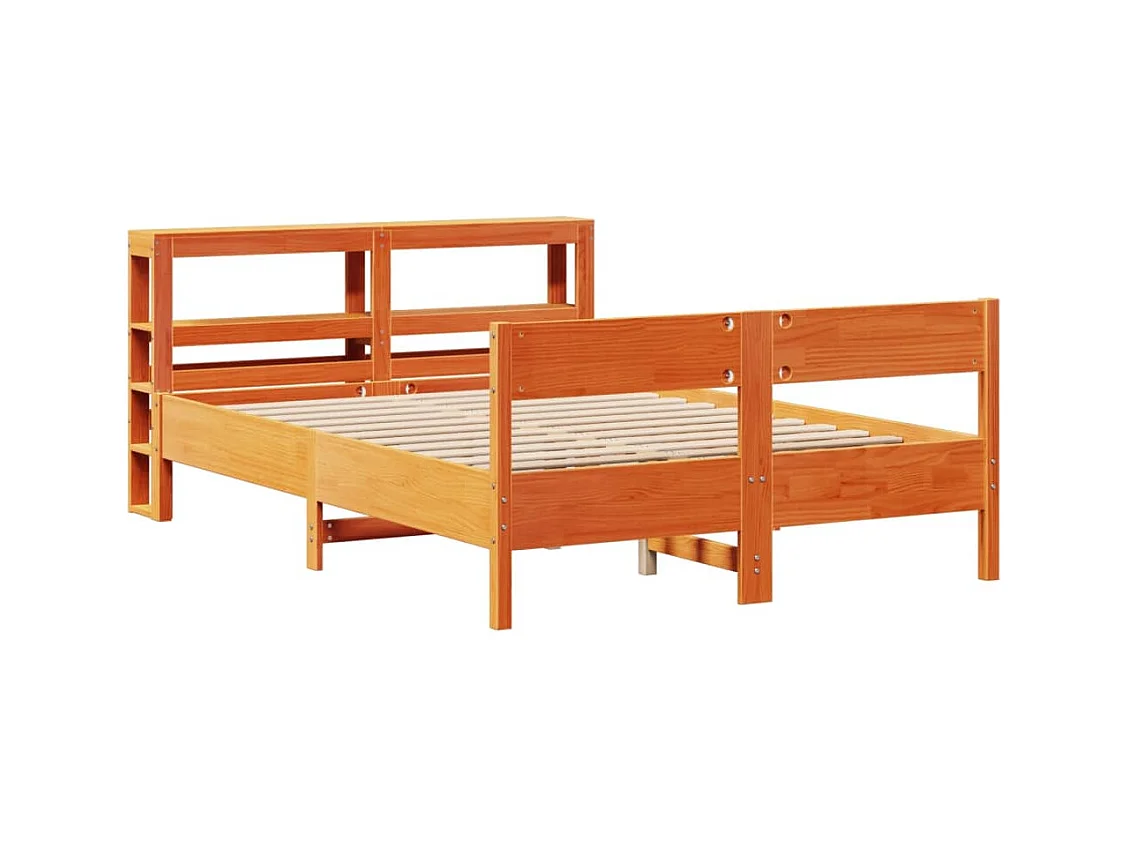 Cadre de lit sans matelas cire marron 120x190cm bois pin massif
