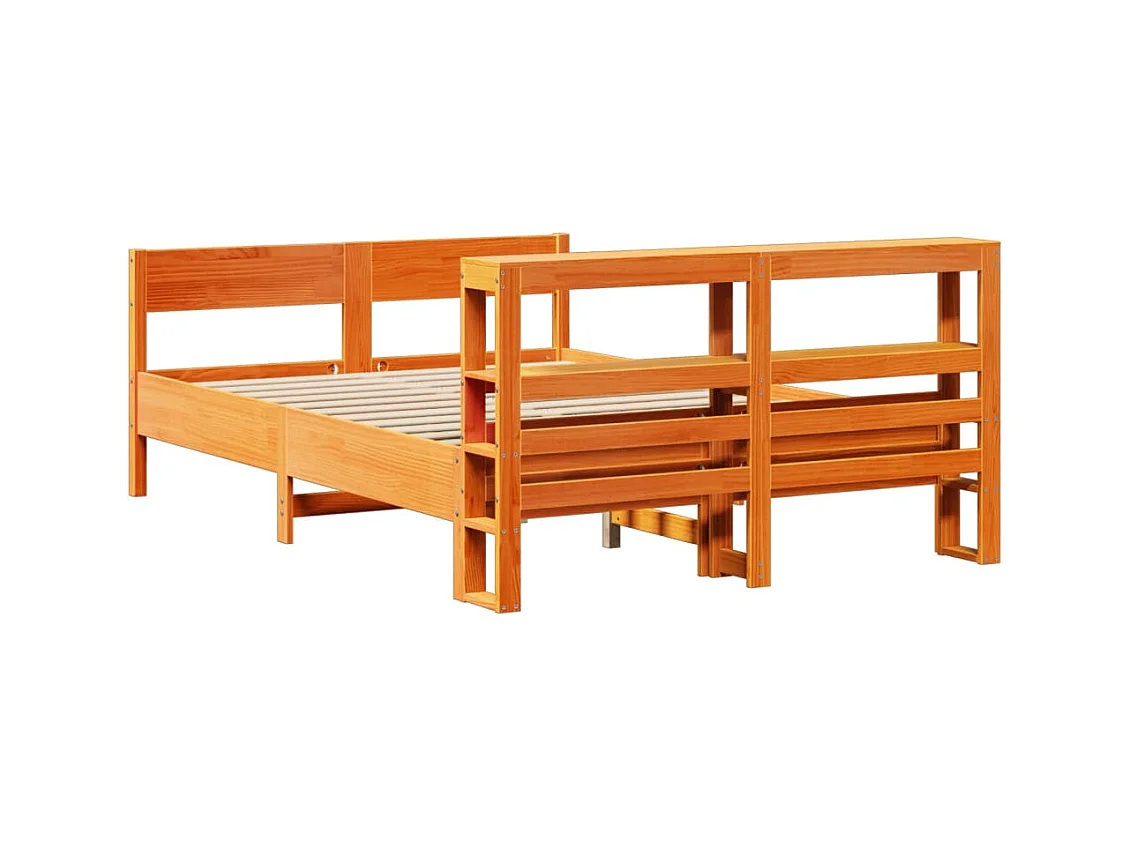 Cadre de lit sans matelas cire marron 120x190cm bois pin massif