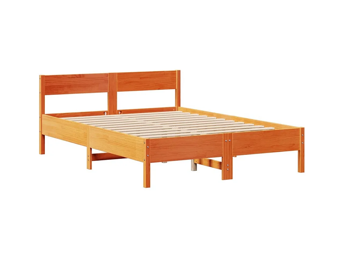 Cadre de lit sans matelas cire marron 120x190cm bois pin massif