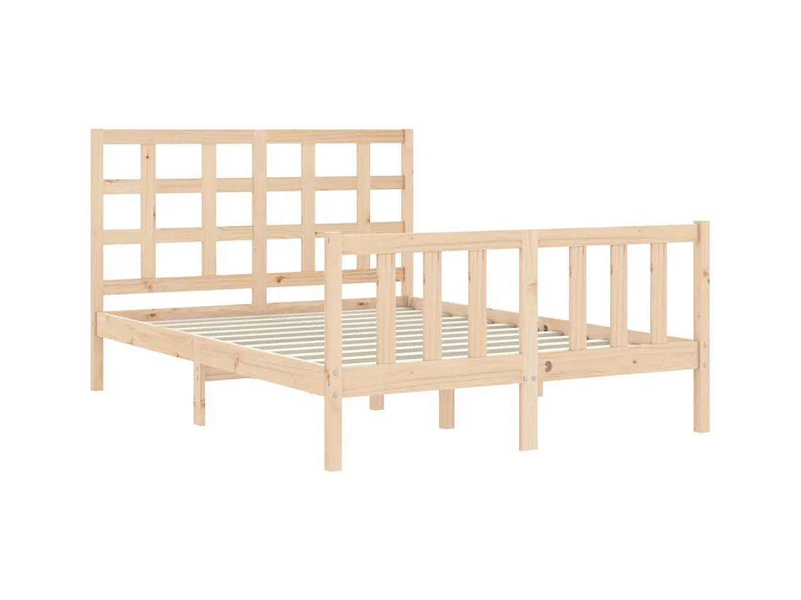 Estructura de cama de matrimonio con cabecero madera maciza