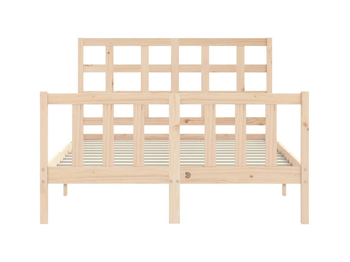 Estructura de cama de matrimonio con cabecero madera maciza