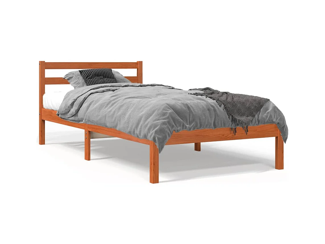 Letto senza Materasso Marrone Cera 75x190 cm in Legno di Pino