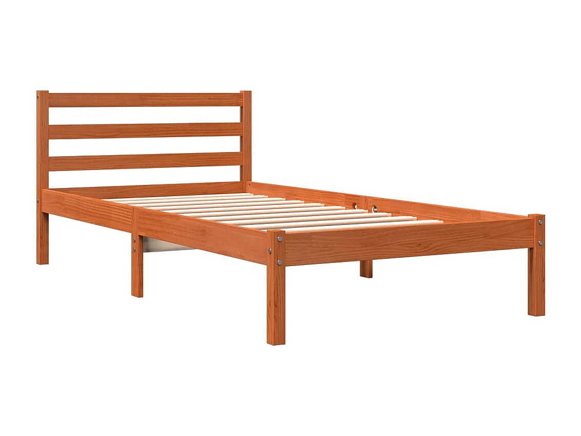 Cadre de lit sans matelas cire marron 75x190 cm bois pin massif
