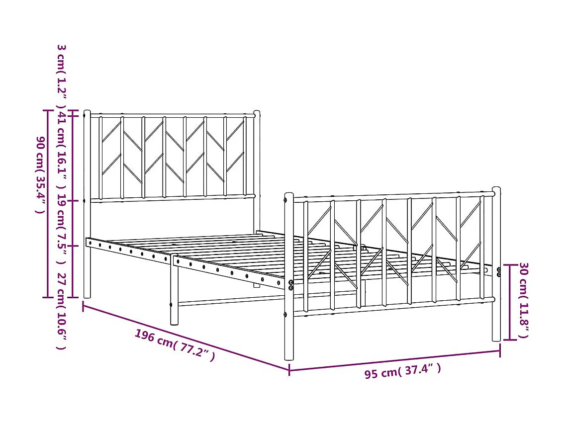 Cadre de lit sans matelas cire marron 75x190 cm bois pin massif